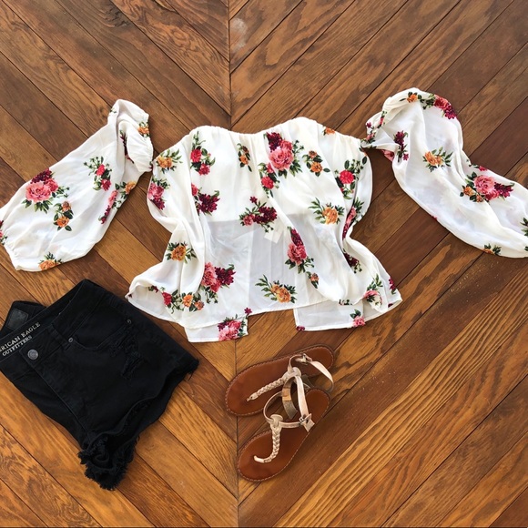 Shinestar Tops - Open Back Off the Shoulder Sheer Shinestar Top